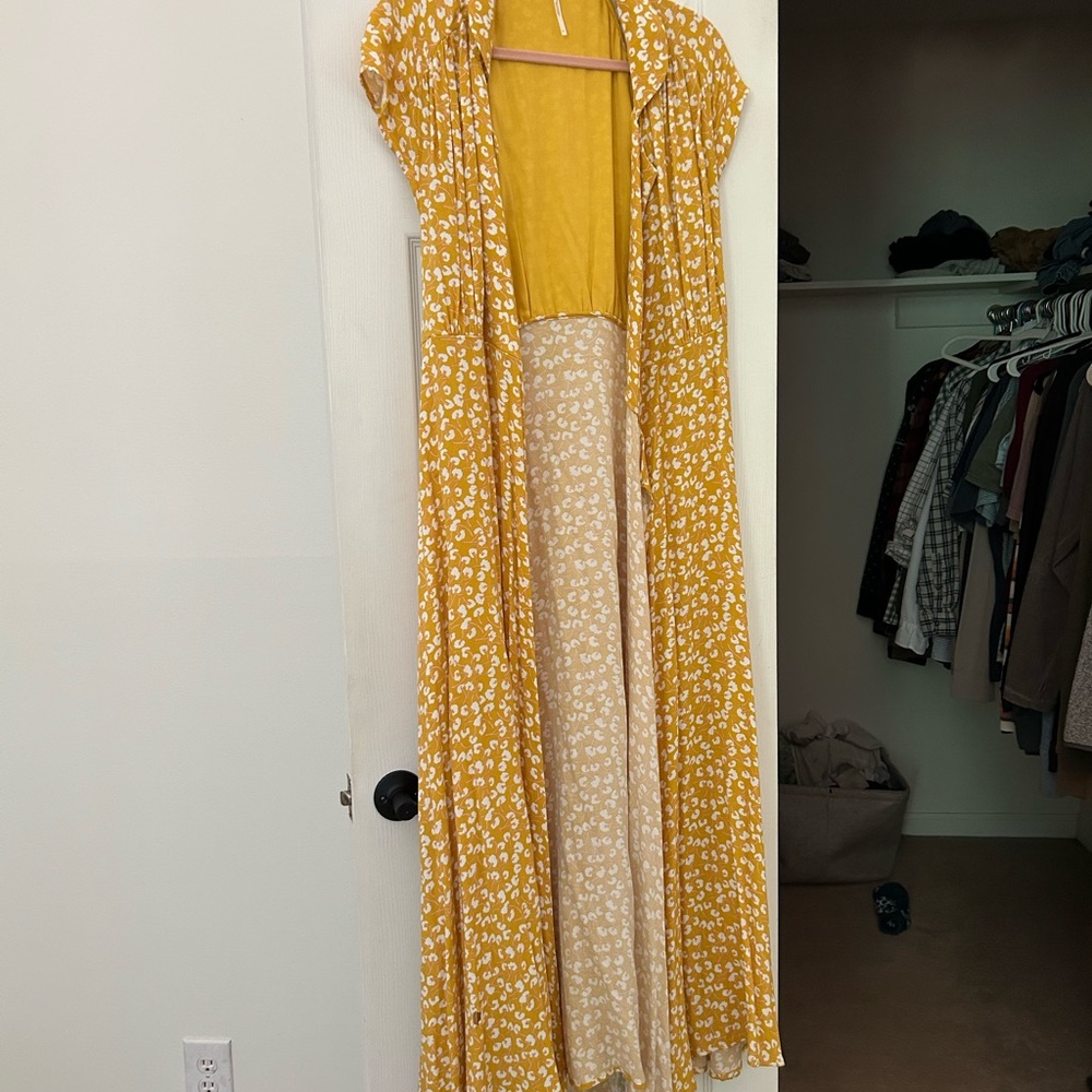 Free People Yellow Floral Wrap Dress - Picture 2 of 5